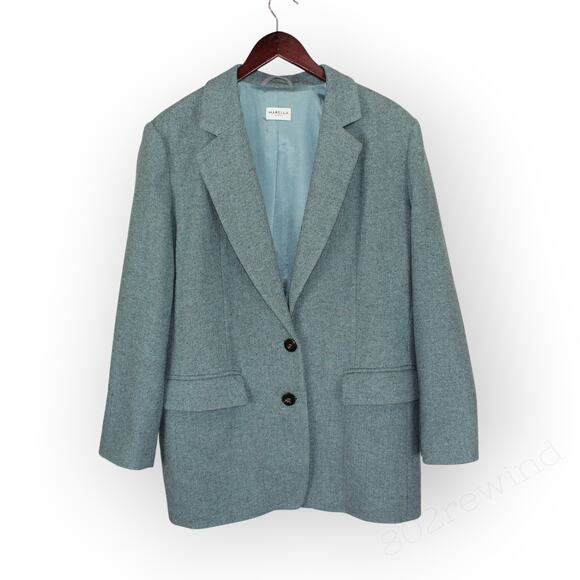 US12 Italy48 MarellaSport Blazer Wool Herringbone Oversize Menswear Water Garden - Picture 16 of 16